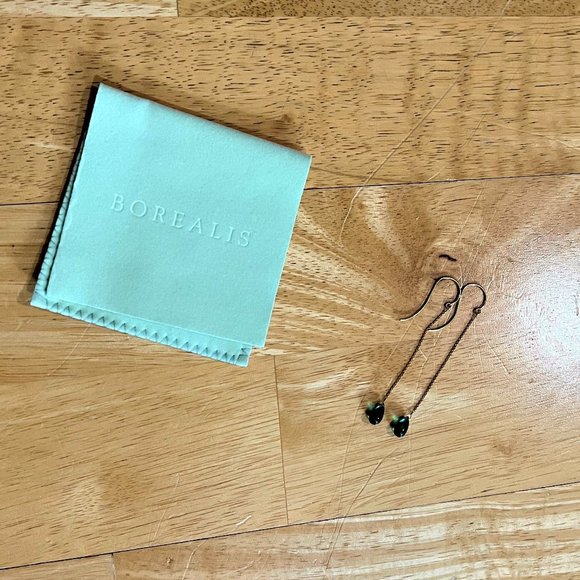 Vtg Green Quartz Teardrop Shoulder Duster Earrings Borealis Jewelry of New York - Picture 5 of 8